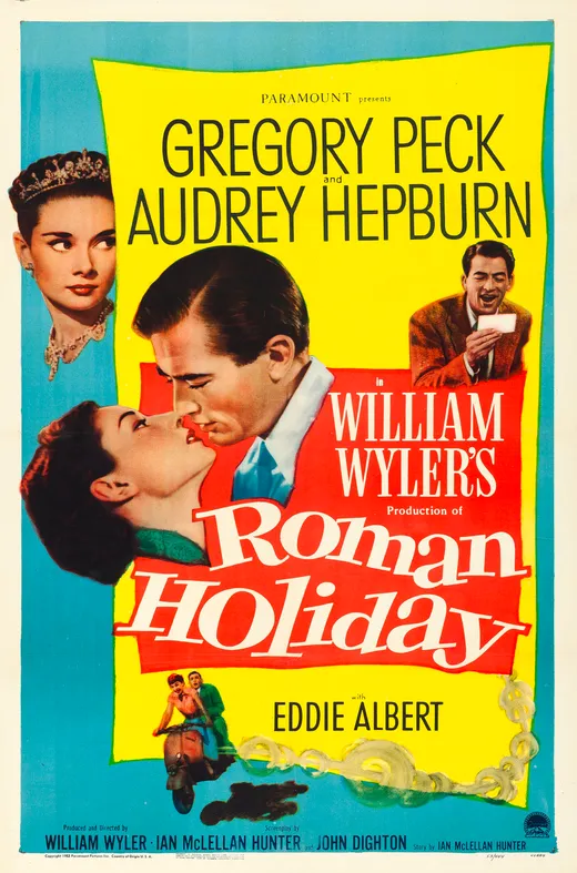 映画『ローマの休日』（1953）の劇場ポスター — オードリー・ヘプバーン、グレゴリー・ペック主演